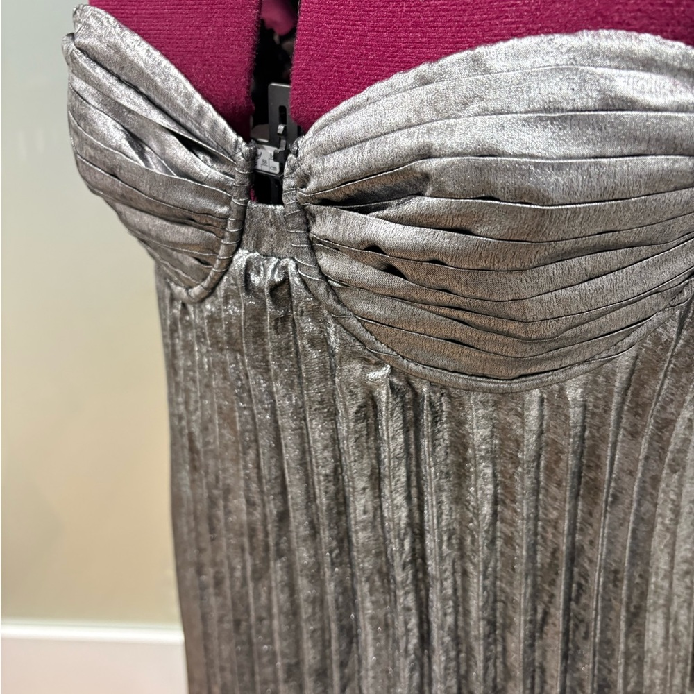 Lulu's Shimmering Silver Pleated Dress - Picture 2 of 14